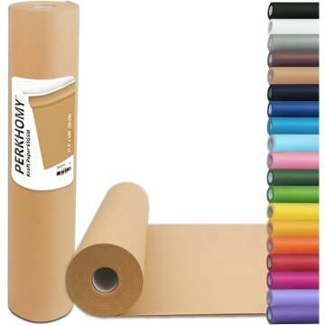 PerkHomy Brown Kraft Paper Roll 17.5" x 100' - Ideal for Gift Wrapping & Crafts!