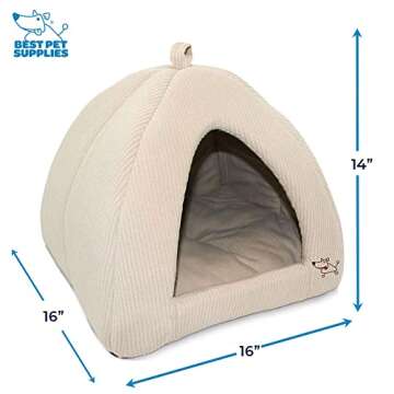 Pet Tent-Soft Bed for Dogs and Cats in Beige Corduroy
