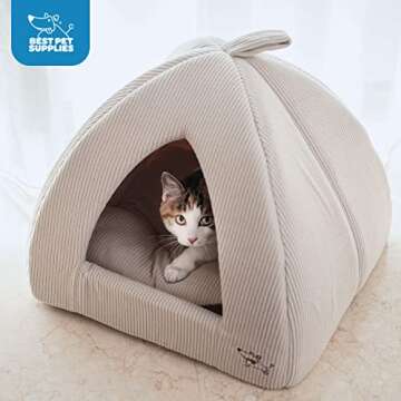 Pet Tent-Soft Bed for Dogs and Cats in Beige Corduroy
