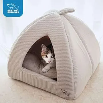 Pet Tent-Soft Bed for Dogs and Cats in Beige Corduroy