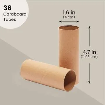 36 Pack Brown Cardboard Tubes for Crafts, DIY Craft Paper Roll for Diorama (1.6 x 4.7 in)