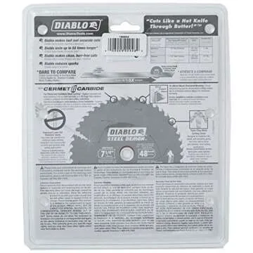 Freud Diablo DO748F Diablo Steel Demon 7 1/4 Inch 48-Tooth Titanium Carbide TCG Ferrous Metal Cutting Circular Saw Blade w/ Perma Shield Non-Stick Coating and Laser Cut Stabilizing Vents
