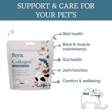 Fera Pet Organics Collagen Plus Cat & Dog Food Topper - Vet Created Joint & Skin Support with Collag...