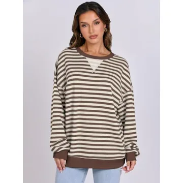 ANRABESS Striped Oversized Sweatshirt for Trendy Fall Looks