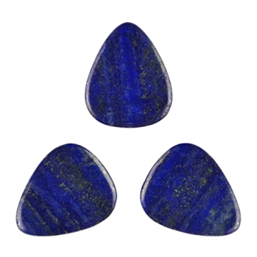 Handcrafted Lapis Lazuli Stone Guitar Pick - 3.0 mm Ultra Heavy Gauge - Unique 351 Shape