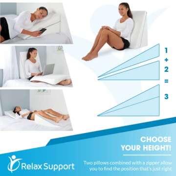Adjustable Bed Wedge Pillow for Acid Reflux and Pain Relief