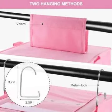Fixwal 6-Shelf Weekly Clothes Organizer for Kids, Kids Daily Shelf Hanging Closet Organizer with 6 Side Pockets, Days of The Week Hanging Storage Shelves (Pink)