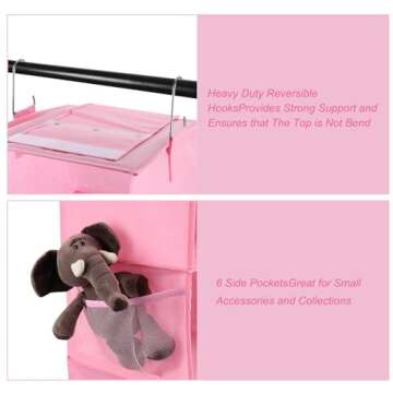 Fixwal 6-Shelf Weekly Clothes Organizer for Kids, Kids Daily Shelf Hanging Closet Organizer with 6 Side Pockets, Days of The Week Hanging Storage Shelves (Pink)