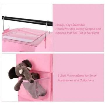 Fixwal 6-Shelf Weekly Clothes Organizer for Kids, Kids Daily Shelf Hanging Closet Organizer with 6 Side Pockets, Days of The Week Hanging Storage Shelves (Pink)