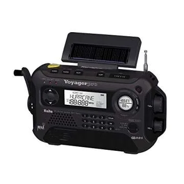 Kaito Voyager Pro KA600 Digital Solar Dynamo Hand Crank AM/FM/LW/SW & NOAA Weather Emergency Radio with Flashlight, Reading Lamp,Smart Phone Charger & RDS and Real-Time Alert, with AC Adapter, Black