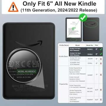 MoKo Case Fits 6" All-New Kindle (11th Generation-2024/2022 Release), Lightweight Shell Cover with A...