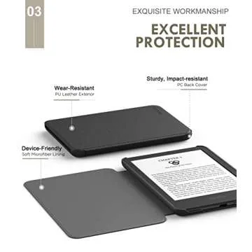 MoKo Case Fits 6" All-New Kindle (11th Generation-2024/2022 Release), Lightweight Shell Cover with Auto Wake/Sleep for Kindle 2024/2022 11th Gen e-Reader, Black