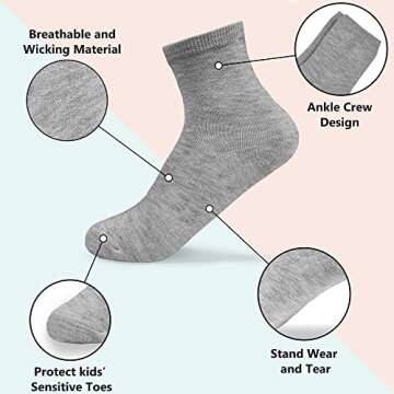 GENTABY Unisex Toddlers Kids Crew Socks-15 Pairs Soft Socks,Casual Athletic Dress Socks for Boys,Girls 7-10 Years