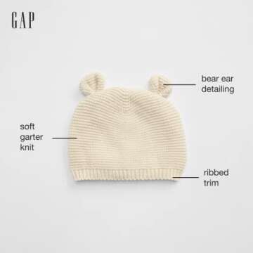 GAP Unisex Baby Garter Hat in French Vanilla for 3-6 Months