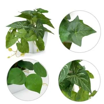 COCOBOO 3 Packs Fake Plants, Small Artificial Plants with White Pots, Fake Potted Plants for Office Home Shelf Decor Indoor Outdoor