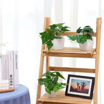 COCOBOO 3 Packs Fake Plants, Small Artificial Plants with White Pots, Fake Potted Plants for Office Home Shelf Decor Indoor Outdoor