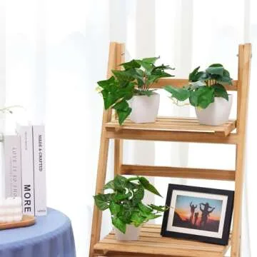 COCOBOO 3 Packs Fake Plants, Small Artificial Plants with White Pots, Fake Potted Plants for Office Home Shelf Decor Indoor Outdoor