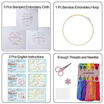 Fanryn Embroidery Kit for Beginners - 35 Stitch Techniques in 3 Sets