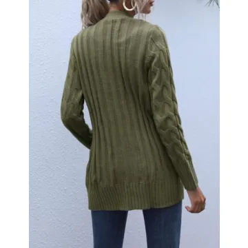 MEROKEETY Women's Cable Knit Fall Sweater Cardigan