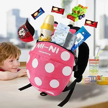 4 in 1 Toddler Harness Leash + Baby Anti Lost Wrist Link, Cute Child Safety Harness Tether, Child Walking Harness Wristband Assistant Strap Belt for Baby Girls(Rose Red)