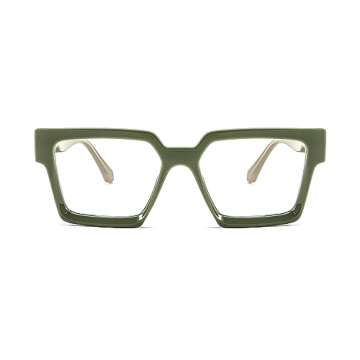 FEISEDY Oversized Blue Light Glasses for Women Men TR90 Retro Square Anti Eyestrain Glasses Rectangle Fashion Frame B0037
