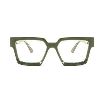 FEISEDY Oversized Blue Light Glasses for Women Men TR90 Retro Square Anti Eyestrain Glasses Rectangle Fashion Frame B0037