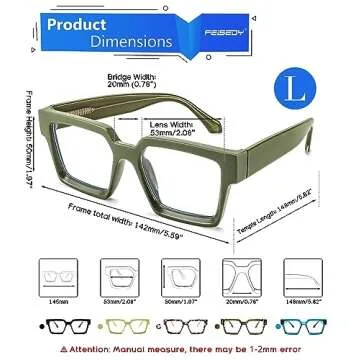 FEISEDY Oversized Blue Light Glasses for Women Men TR90 Retro Square Anti Eyestrain Glasses Rectangle Fashion Frame B0037