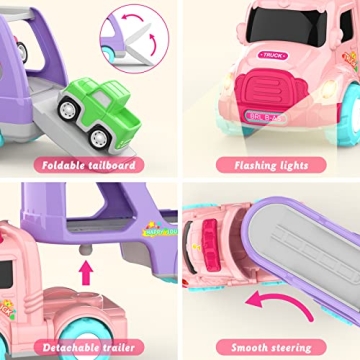 LASCOTON 5-in-1 Cartoon Trailer Truck for Toddlers