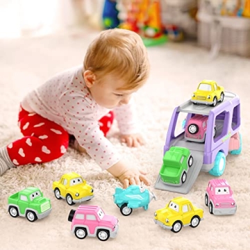 LASCOTON 5-in-1 Cartoon Trailer Truck for Toddlers