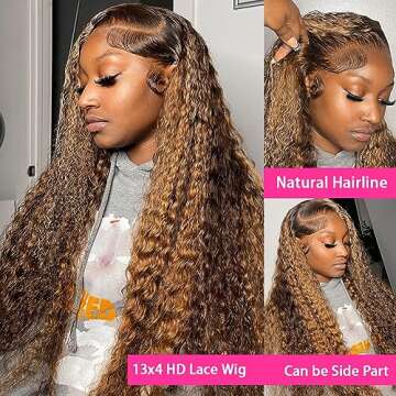 bangjazz 30 Inch Deep Wave Lace Front Wigs Human Hair 180% Density Highlight Ombre 13x4 Lace Frontal Wigs Human Hair HD Lace P4/27 Wigs for Black Women Human Hair Pre Plucked Curly Lace Front Wig