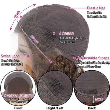 bangjazz 30 Inch Deep Wave Lace Front Wigs Human Hair 180% Density Highlight Ombre 13x4 Lace Frontal Wigs Human Hair HD Lace P4/27 Wigs for Black Women Human Hair Pre Plucked Curly Lace Front Wig