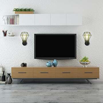 EE Eleven Master Lighting Metal Cage Lampshade for Pendant Light Cord Kit Vintage Lamp Holders Hanging Lighting Cord Fixture Farmhouse Bedroom Dining Room Decoration (3 Packs/Diamond Shape)