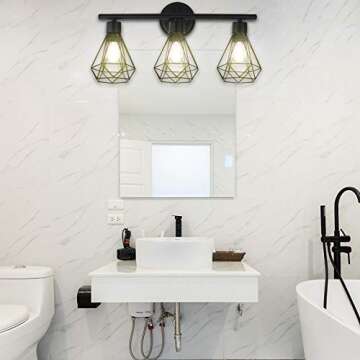 EE Eleven Master Lighting Metal Cage Lampshade for Pendant Light Cord Kit Vintage Lamp Holders Hanging Lighting Cord Fixture Farmhouse Bedroom Dining Room Decoration (3 Packs/Diamond Shape)