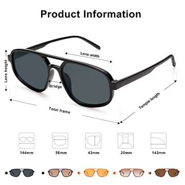 SOJOS Aviator Sunglasses for Women & Men, Retro, Double Bridge, Trendy lightweight, 90s Shades (SJ2247, Black Grey)