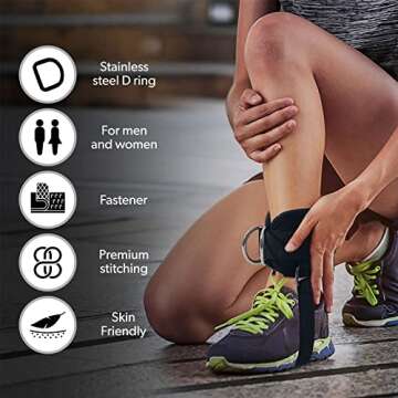 Ankle Straps for Cable Machines Kickbacks - Adjustable Comfort Ankle Cable Attachments for Gym Ankle...