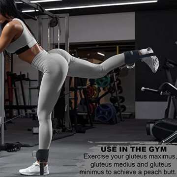 Ankle Straps for Cable Machines Kickbacks - Adjustable Comfort Ankle Cable Attachments for Gym Ankle Cuff Cable Machine Glute Kickback Straps - Leg Extensions, Curls & Ankle Cuffs Women (Black)