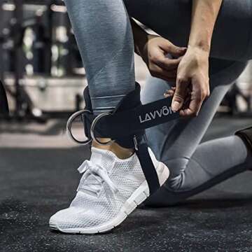 Ankle Straps for Cable Machines Kickbacks - Adjustable Comfort Ankle Cable Attachments for Gym Ankle Cuff Cable Machine Glute Kickback Straps - Leg Extensions, Curls & Ankle Cuffs Women (Black)