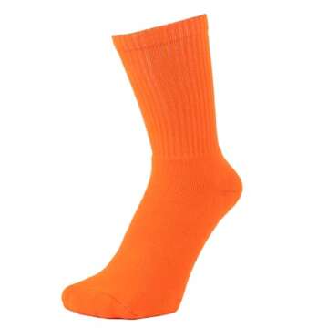 ZAKIRA Finest Combed Cotton Terry Lined Athletic Sports Crew Socks for Men, Women, 6-9 (US), Orange