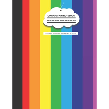 Composition Notebook: Cute Rainbow Stripe Wide Ruled Primary Notebook, SOFT Cover Kids Elementary Sc...
