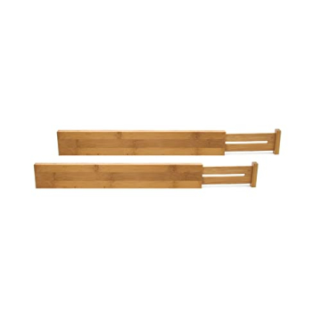 Lipper International Bamboo Wood Custom Fit Adjustable Kitchen Drawer Dividers, Set of 2