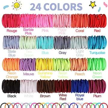 YGDZ 312PCS Elastic Hair Tie 24 Colors Small Ponytail Holder, 2cm Hair Bands for Girls, Hair Accessories for Toddlers Baby Kids, for Christmas Gift