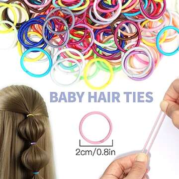 YGDZ 312PCS Elastic Hair Tie 24 Colors Small Ponytail Holder, 2cm Hair Bands for Girls, Hair Accessories for Toddlers Baby Kids, for Christmas Gift