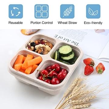 PUiKUS 4-Pack Bento Lunch Containers for Healthy Meal Prep