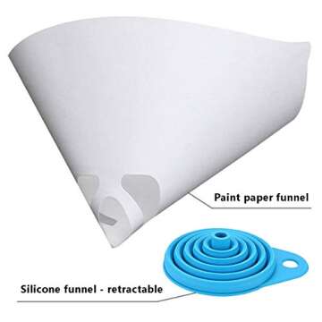 Cooyeah 150 PCS 100 Micron Paint Cone Paint Strainers with 1 Pcs Silicone Funnel, 100 Micron Strainer Fine Nylon Mesh Funnel for Automotive, Spray Guns, Arts & Crafts, Painting Projects