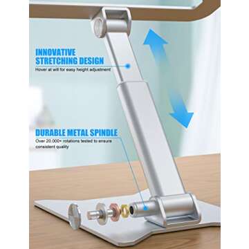 Ergonomic Laptop Stand for Desk- Stable Aluminum Foldable Computer Stand, Ninleri Adjustable Laptop Holder for All Computer/Chromebook/Notebook/MacBook/Air/Pro, 10-17" Silver