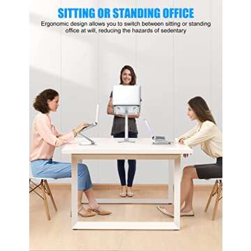 Ergonomic Laptop Stand for Desk- Stable Aluminum Foldable Computer Stand, Ninleri Adjustable Laptop Holder for All Computer/Chromebook/Notebook/MacBook/Air/Pro, 10-17" Silver