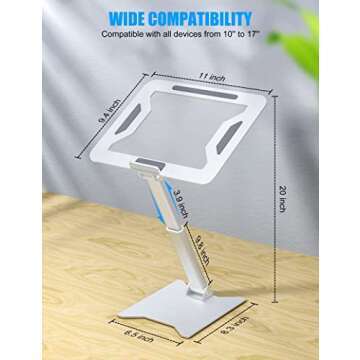 Ergonomic Laptop Stand for Desk- Stable Aluminum Foldable Computer Stand, Ninleri Adjustable Laptop Holder for All Computer/Chromebook/Notebook/MacBook/Air/Pro, 10-17" Silver