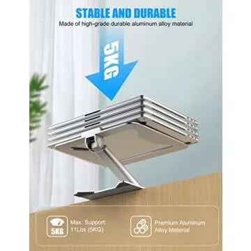 Ergonomic Laptop Stand for Desk- Stable Aluminum Foldable Computer Stand, Ninleri Adjustable Laptop Holder for All Computer/Chromebook/Notebook/MacBook/Air/Pro, 10-17" Silver