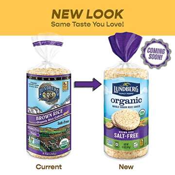 Lundberg Organic Brown Rice Cakes, Salt-Free, Gluten-Free, Vegan, Healthy Snacks, 8.5 Ounce (Pack of 6)
