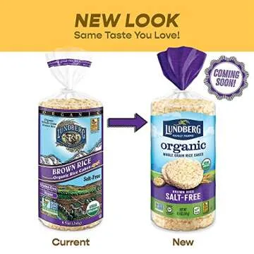 Lundberg Organic Brown Rice Cakes, Salt-Free, Gluten-Free, Vegan, Healthy Snacks, 8.5 Ounce (Pack of 6)
